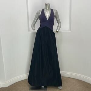 Bcbgmaxazria Gardenia Halter Neck Gown Purple Jersey top & Black Taffeta Skirt